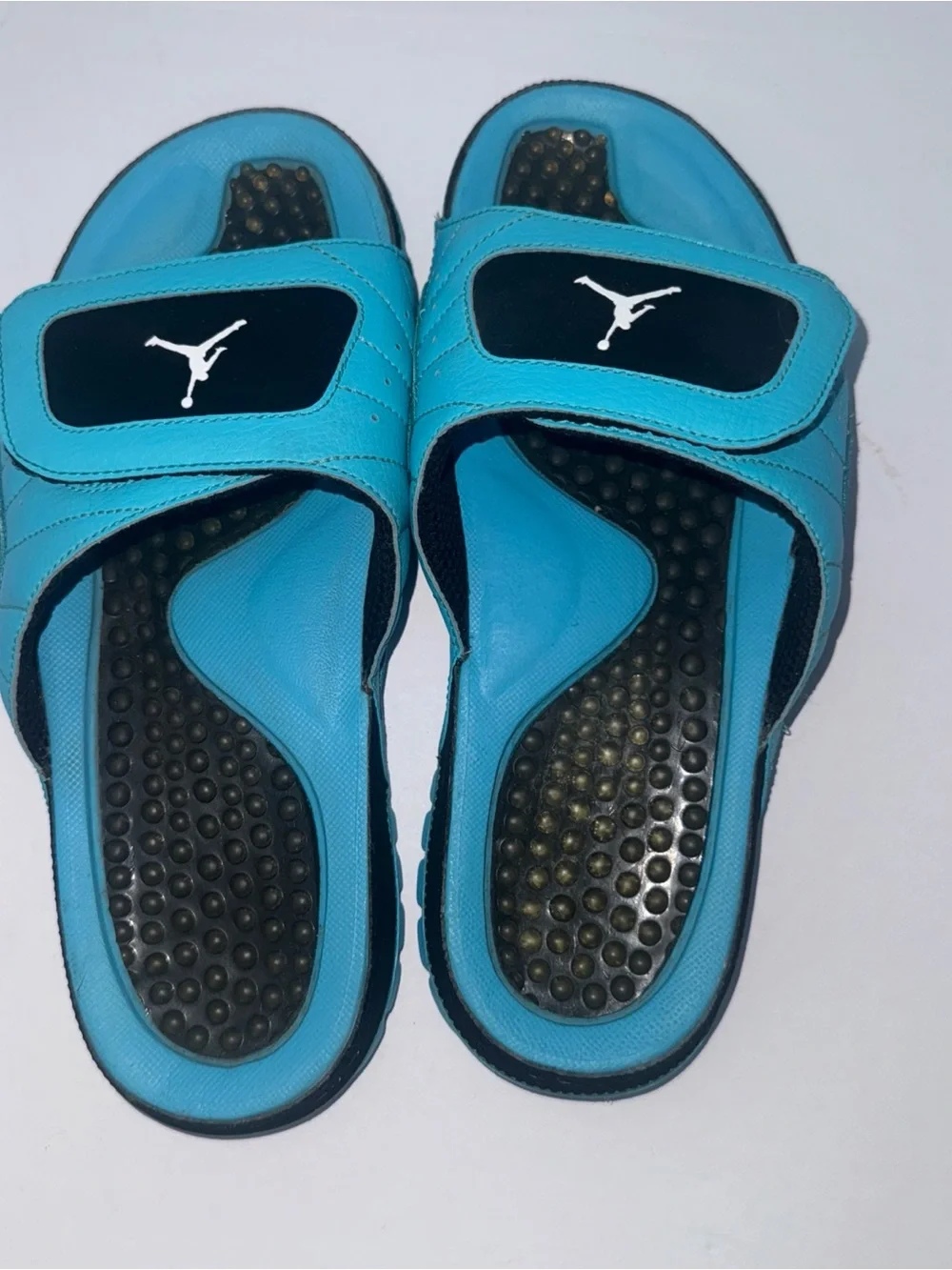 Jordan Slide Sandals in Black and Teal Blue
